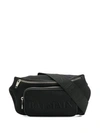 Balmain Logo-embroidered Nylon Belt Bag In Black