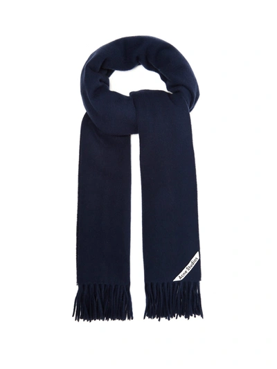 Acne Studios Canada Oversized Fringed Wool Scarf In Blue