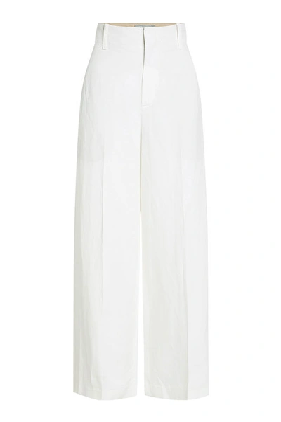 Vince High Rise Linen Cotton Crop Pants In Off White