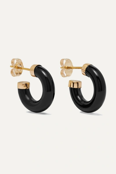 Loren Stewart Stone Gold Onyx Hoop Earrings In Black