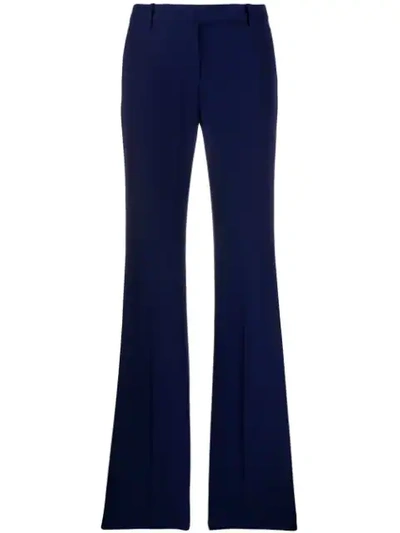 Alexander Mcqueen Longline Flared Virgin Wool-twill Trousers In Sapphire