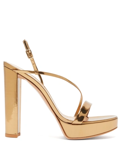 Gianvito Rossi Women's Kimberly Platform Metallic Leather Slingback Sandals In Gold