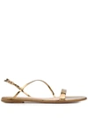 Gianvito Rossi Simple Strap Mirrored-leather Slingback Sandals In Gold