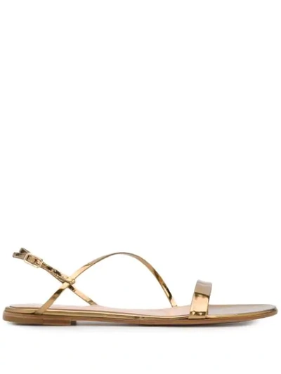 Gianvito Rossi Simple Strap Mirrored-leather Slingback Sandals In Gold