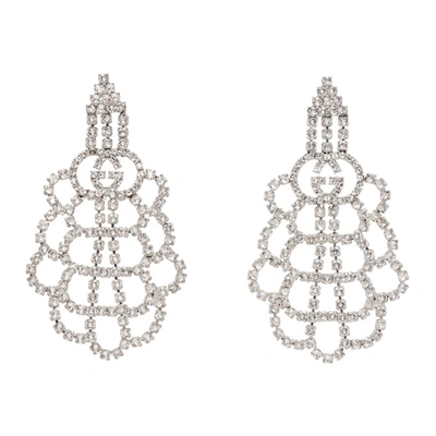 Gucci Silver Tennis Crystal Web Earrings