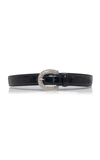 Alessandra Rich 30mm Embossed Leather & Crystal Belt In Black