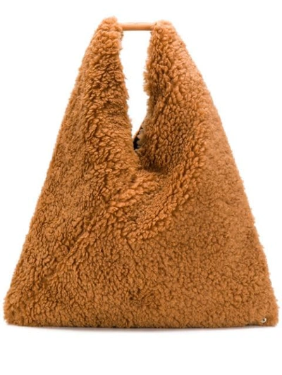 Mm6 Maison Margiela Japanese Medium Faux Fur Bag In Brown