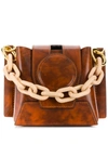 Yuzefi Daria Cracle Leather Top Handle Bag In Brown