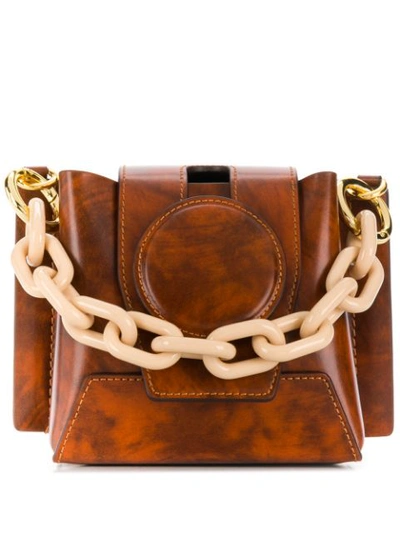 Yuzefi Daria Cracle Leather Top Handle Bag In Brown