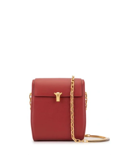 The Volon Po Box Smooth Leather Shoulder Bag In Red