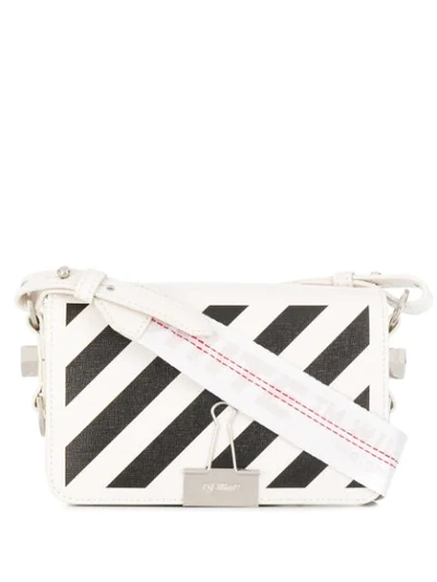 Off-white Mini Diag Printed Leather Shoulder Bag In Off White Black