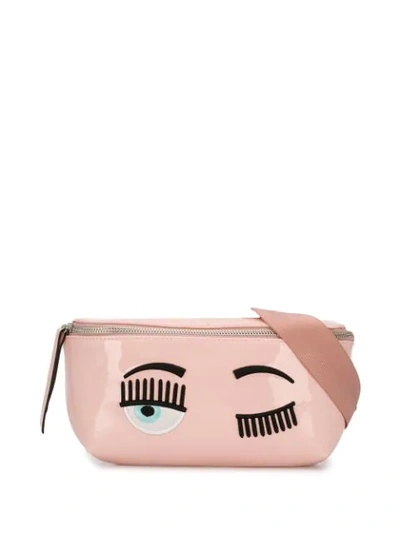 Chiara Ferragni Embroidered Vinyl Belt Bag In Pink