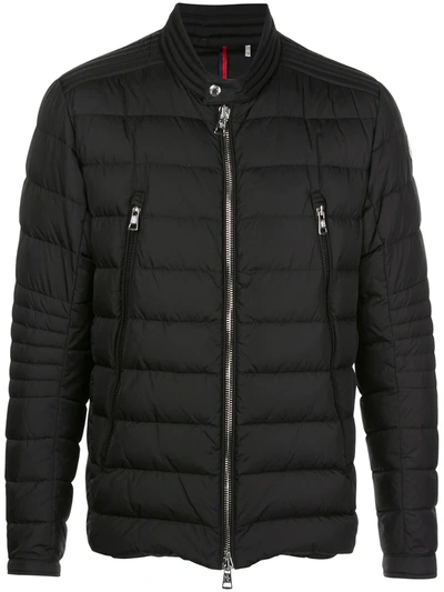 Moncler Breitman Quilted Shell Down Biker Jacket In Black