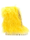 Casadei 110mm Suede & Fur Ankle Boots In Yellow