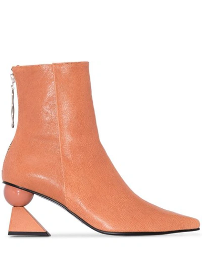 Yuul Yie 70mm Amoeba Leather Ankle Boots In Apricot
