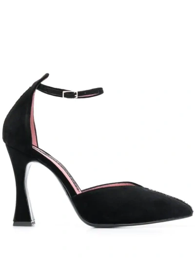 Les Petits Joueurs 100mm Embellished Velvet Pumps In Black