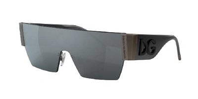 Dolce & Gabbana Women's Shield Sunglasses, 145mm In Dark Gunmetal/gray Mirror
