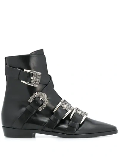 Etro 20mm Buckled Leather Ankle Boots In Black