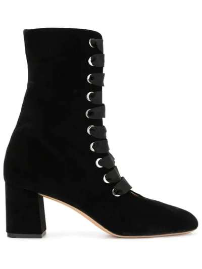 Le Monde Beryl 70mm Lace-up Velvet Ankle Boots In Black