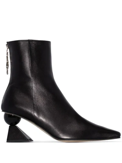 Yuul Yie 70mm Amoeba Leather Ankle Boots In Black