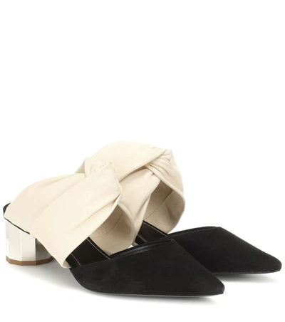 Proenza Schouler 40mm Leather & Suede Mules In Black