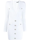 Balmain Fitted Viscose Blend Knit Mini Dress In White