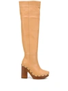 Jacquemus 110mm Les Bottes Sabot Leather Boots In Beige