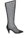 Les Petits Joueurs 80mm Tall Embellished Mesh Boots In Black