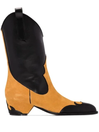 Manu Atelier Black And Orange Deniz 45 Panelled Cowboy Boots
