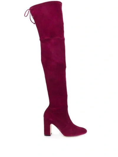 Stuart Weitzman 90mm Kirstie Stretch Suede Boots In Red