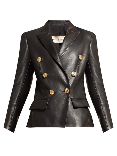 Alexandre Vauthier Double Breast Napa Leather Blazer In Black