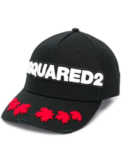 Dsquared2 Embroidered Cotton Canvas Baseball Hat In Black