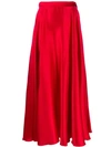 Msgm Pm Long Satin Skirt In 18 Rosso