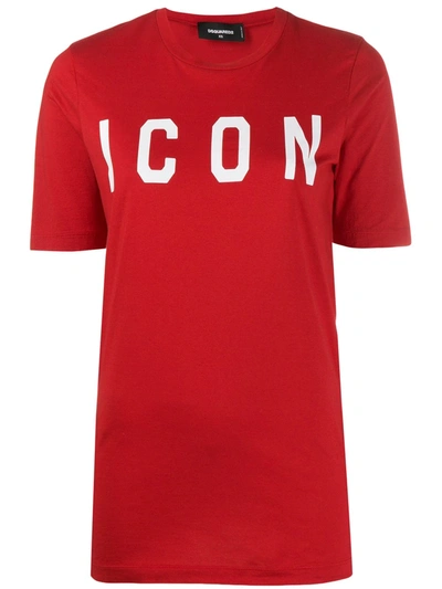 Dsquared2 Printed Icon Cotton T-shirt In Red