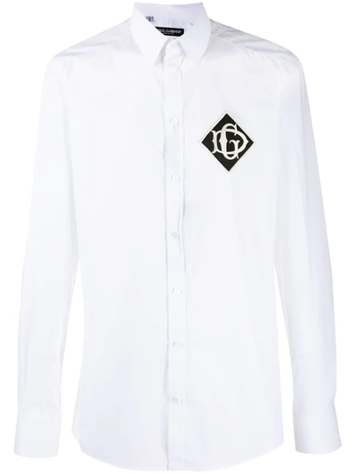 Dolce & Gabbana Embroidered Logo Patch Shirt In White