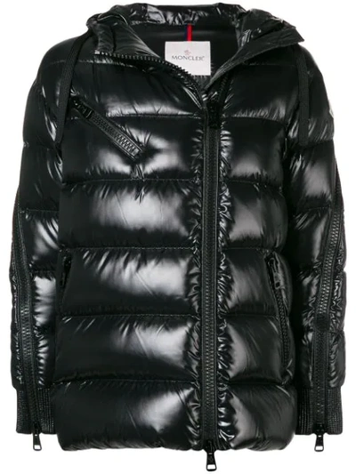 Moncler Liriope Nylon Laqué Down Jacket In 999   Black