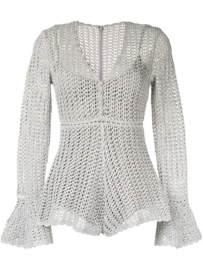 Alice Mccall Crochet Lurex Romper In Silver