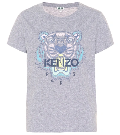 Kenzo Printed Classic Cotton Jersey T-shirt In Grey