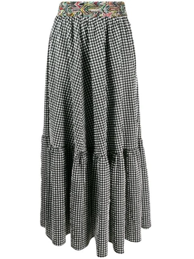 Missoni Ruffled High Waist Vichy Maxi Skirt In Black