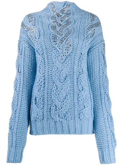 Ermanno Scervino Embellished Wool & Acrylic Knit Sweater In Blue