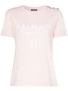 Balmain Flocked Logo Cotton Jersey T-shirt In Pink