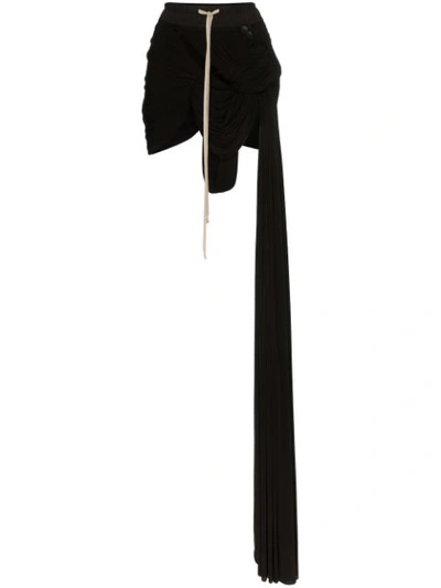 Rick Owens Apollo Skirt W/ Draped Panel In Black