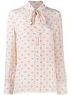 Valentino Vlogo Silk Crepe De Chine Shirt In Ivory,red