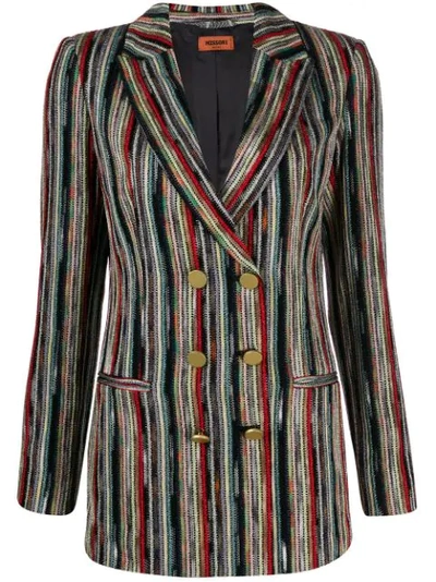 Missoni Double Breast Viscose Blend Knit Blazer In Black