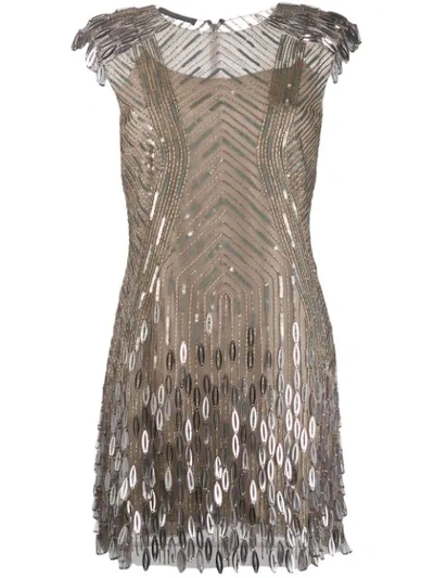 Alberta Ferretti Embellished Techno Mini Dress In Grey