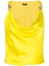 Versace Medusa Cowl Neck Vest In Yellow