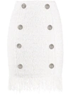 Balmain Women's Tweed Button Mini Skirt In Blanc Argent