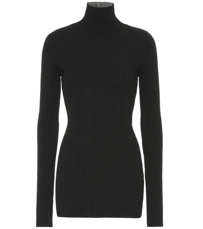 Mm6 Maison Margiela Viscose Rib Knit Sweater In Black