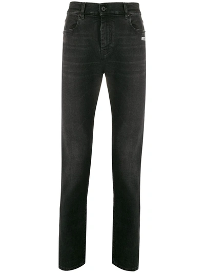 Off-white Diagonal Stripe Detail Skinny Jeans In Black