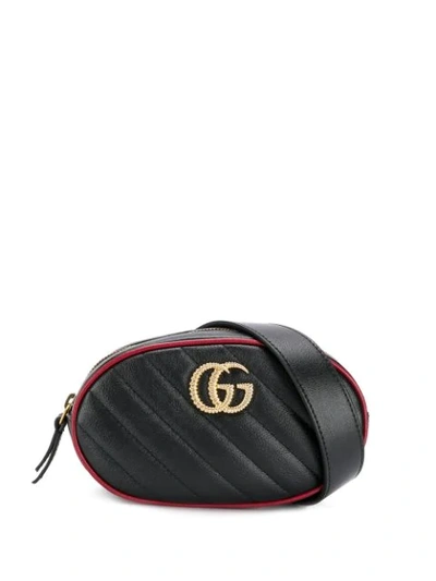 Gucci Gg Marmont Matelassé Belt Bag In Nero/ Romantic Cerise